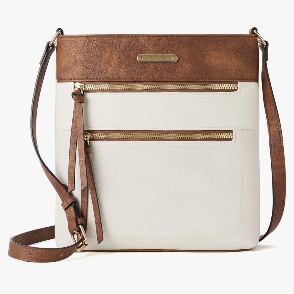 CROSSBODY BAG. White and brown classic to go with everything this summer